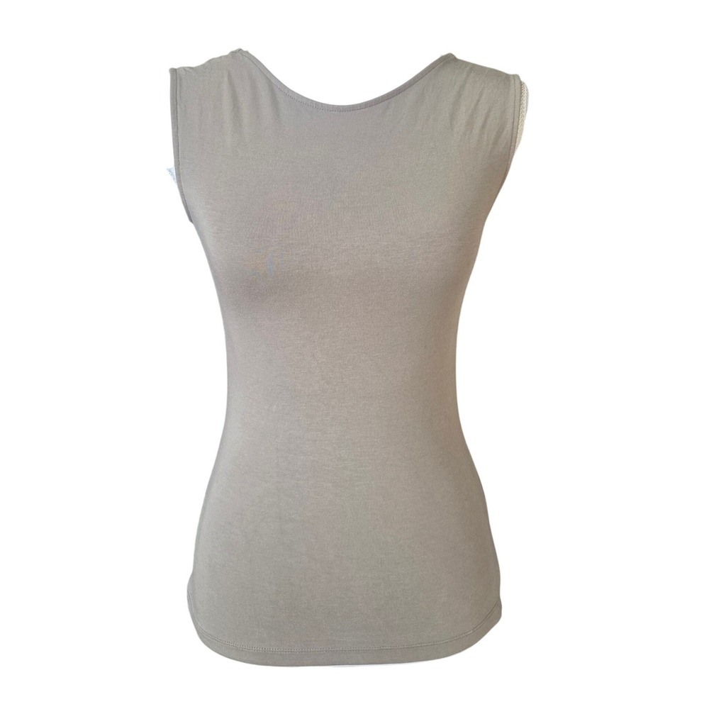 Madewell Womens Small Taupe Brown Low Scoop Back Sleeveless Tank Top Minimalist